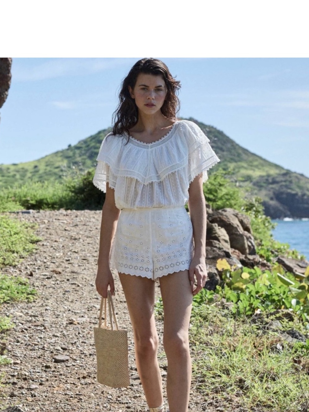 Doen Cosenza White Eyelet Ruffle Blouse - Picture 8 of 8